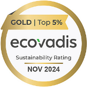 Ecovadis Nachhaltigkeitsrating-Siegel in Gold für November 2024, ausgezeichnet als "Top 5%".
